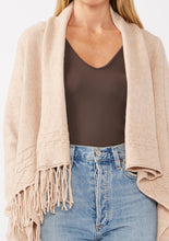 Load image into Gallery viewer, Cowl Neck Fringe Cable Cardigan