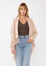 Load image into Gallery viewer, Cowl Neck Fringe Cable Cardigan
