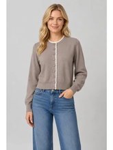 Load image into Gallery viewer, Button Up Cardigan with White Trim
