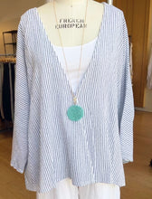 Load image into Gallery viewer, Navy Striped Button Top
