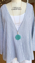 Load image into Gallery viewer, Navy Striped Button Top
