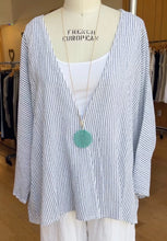 Load image into Gallery viewer, Navy Striped Button Top
