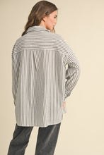 Load image into Gallery viewer, Black Striped Button-Down Shirt
