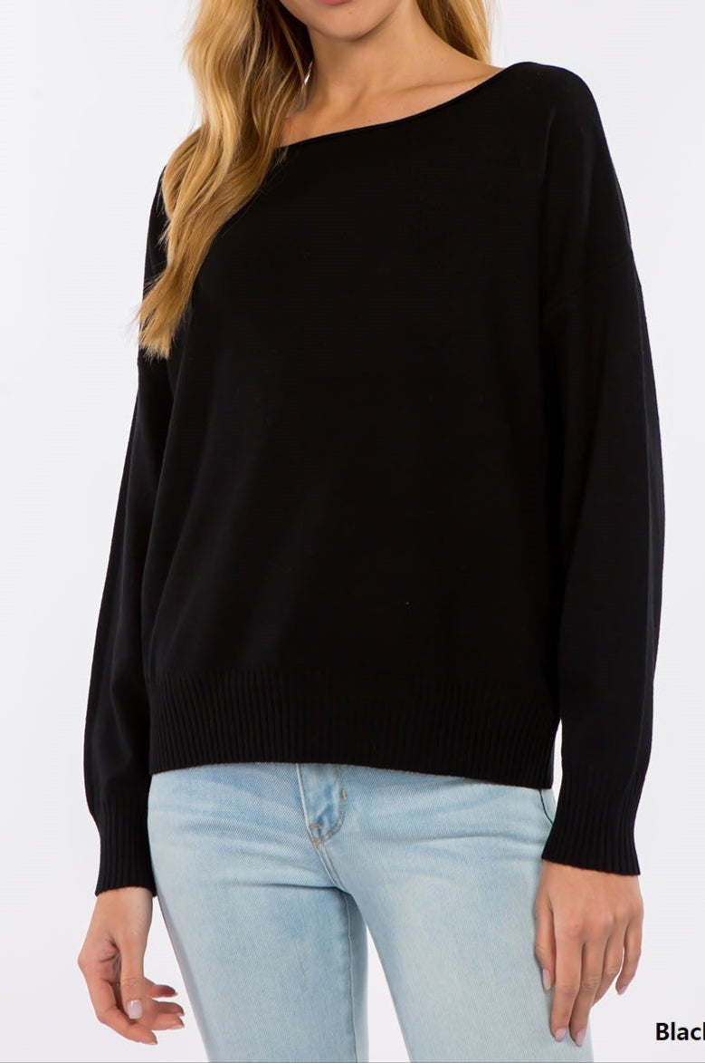 Boat Neck Pullover Sweater