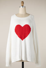 Load image into Gallery viewer, Long Sleeve Round Neck Textured Heart Sweater
