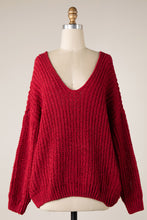 Load image into Gallery viewer, V-Neck Oversized Chenille Cable Knit Sweater
