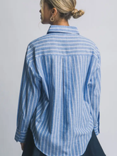 Load image into Gallery viewer, Oversized Linen Blended Button Down Striped Shirt
